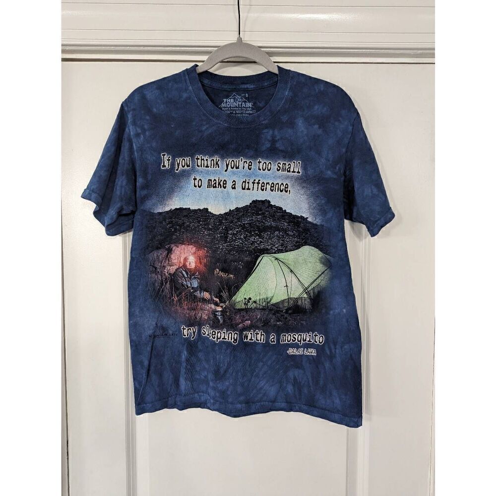 The Mountain Mosquito T-shirt size Small blue tie dye dali‎ llama quote S/S
